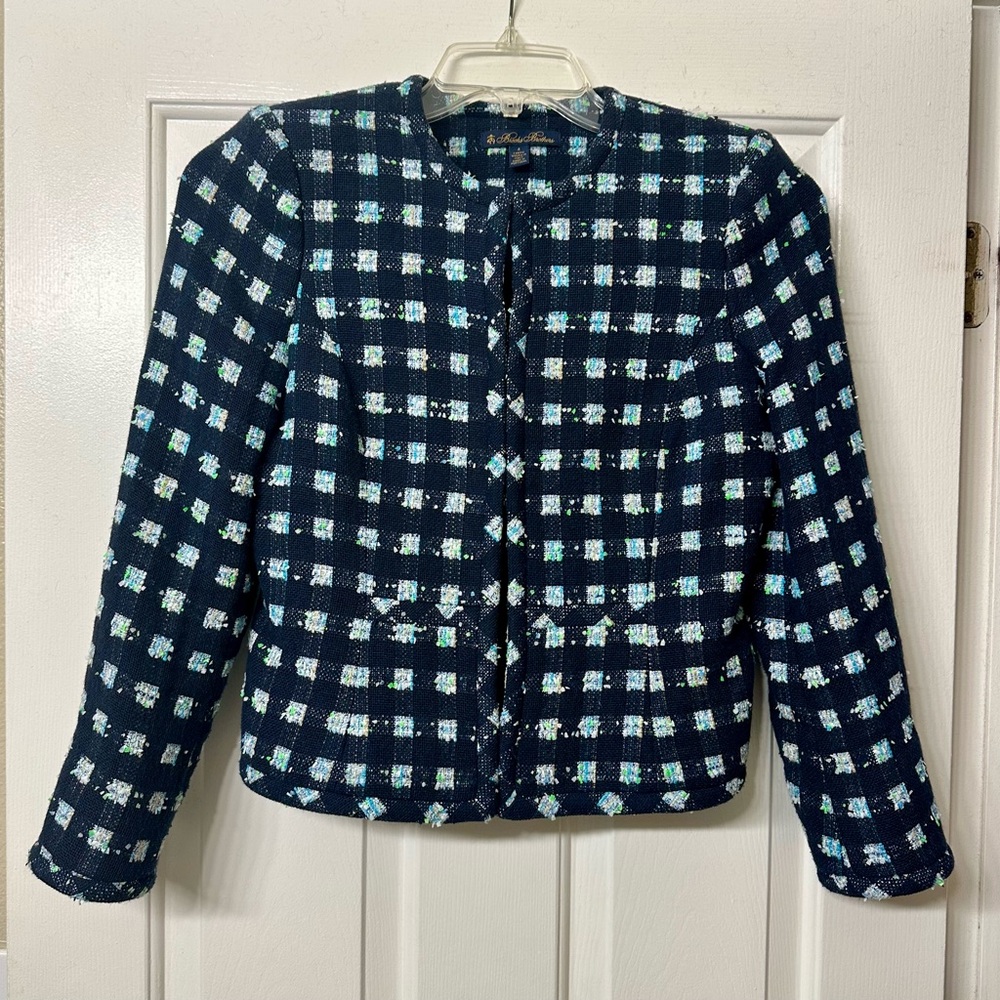 Brooks Brothers Lanificio Campore Checked Slim Fit Front-Open Jacket size 4